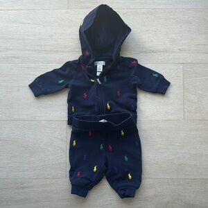 Kids Navy Blue Matching Set with Multicolor Accents